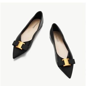 C Paravano NEVER WORN Embellished Black Leather Flats